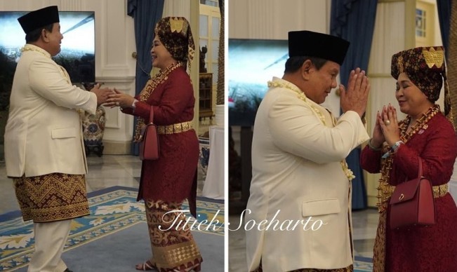 Presiden Prabowo Subianto dan Titik Soeharto dalam Upacara Peringatakan Kemerdekaan RI ke-80 di Istana Merdeka, Jakarta, Minggu (17/8/2025). [Instagram @titieksoeharto]